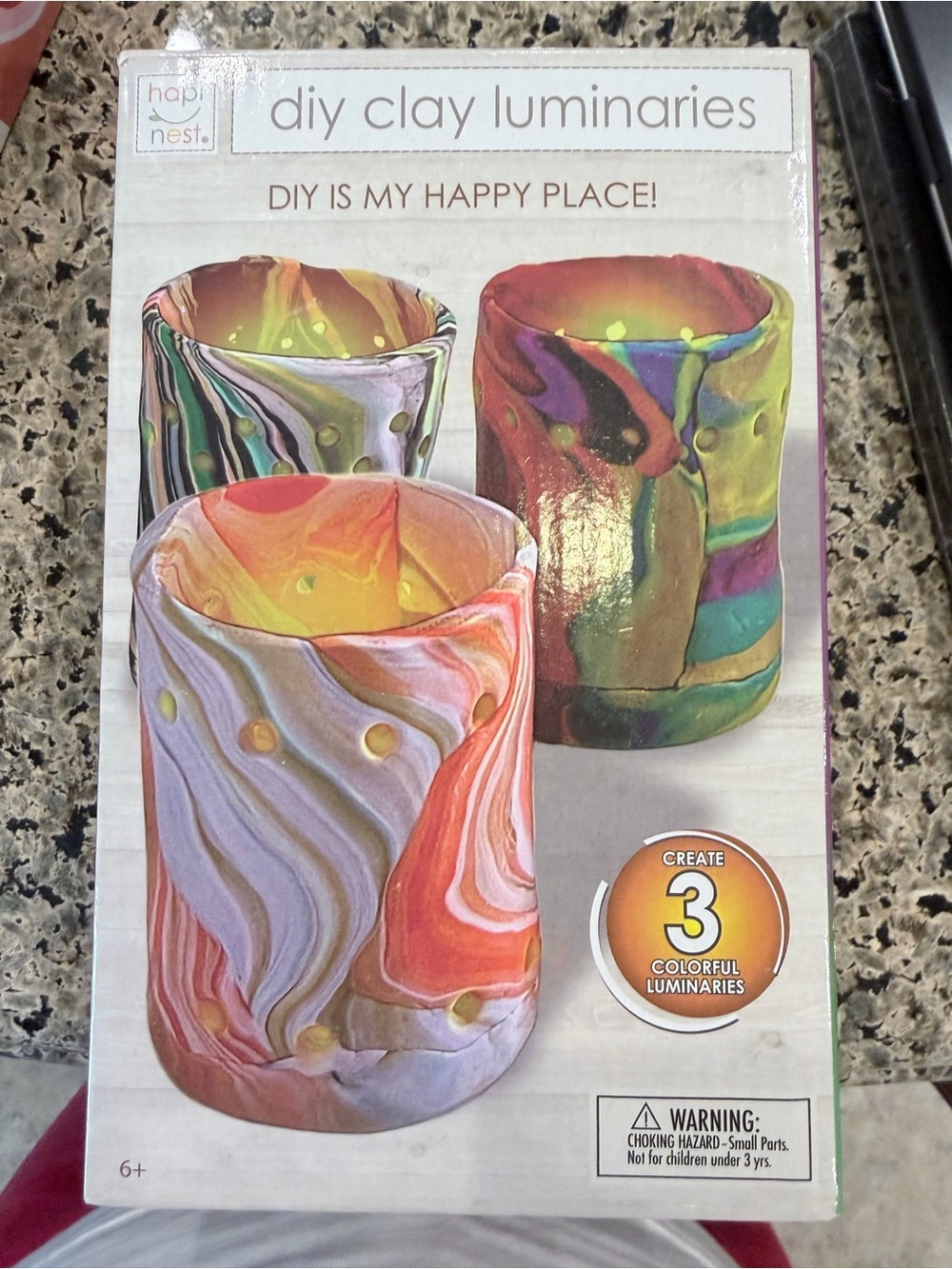 DIY Clay Luminaries Craft Kit - Colorful Marbled Votives